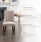 Dining Chairs Set of 8,Comfy Fabric Upholstered Chairs for Kitchen Living Room,Channel Tufted Dining Room Chairs with Curved Solid Wood Legs(Beige,8 Pcs)