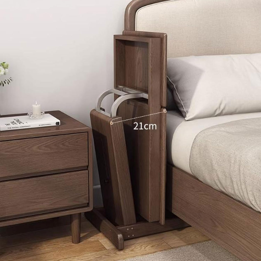 Coffee Table Height Adjustable C Shaped End Table, Foldable Couch Desk with Tiltable Top, Sofa Side Laptop Stand TV Tray with Storage Basket