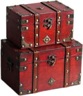 Vintage Trunk Set of 2 Wooden Treasure Chest Boxes Witchcraft Supplies Kit Witch Box Decorative Storage Chest Box with Lock Handcrafted Decorative Boxes with Lids Stackable Storage Chests Large