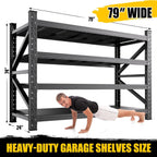 79"W Heavy Duty Storage Shelves, 8000LBS Adjustable Garage Shelving Unit, Rust Proof Large Metal Storage Rack, 24"D x 79"W x 74"H Industrial Shelving for Warehouse, Basement, Shop, Supermarket