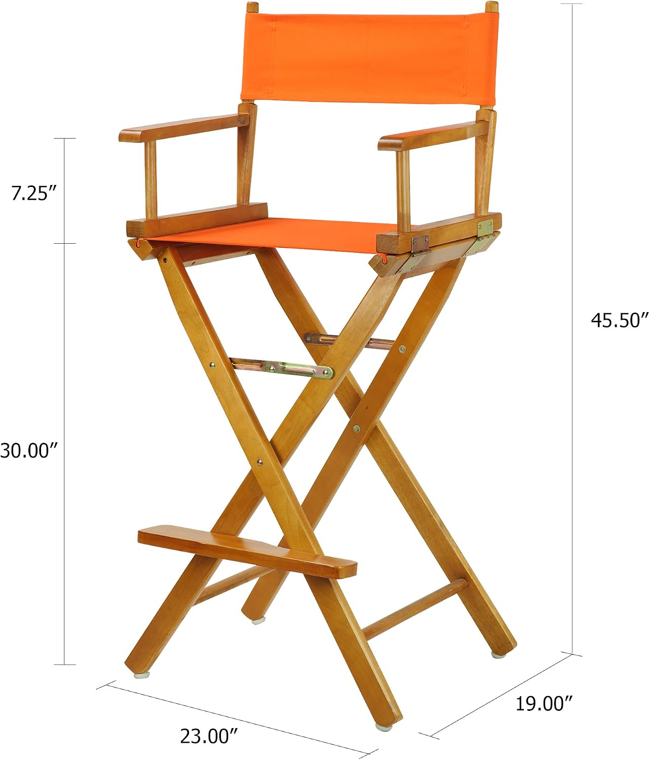 Casual Home 30" Director's Chair Honey Oak Frame-with Tangerine Canvas, Bar Height