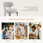 Sweetcrispy Dining Chairs Set of 2, Boucle Upholstered Modern Mid Century Round Kitchen Chairs with Curved Backrest & Metal Legs for Vanity, Living Room - Classic Grey