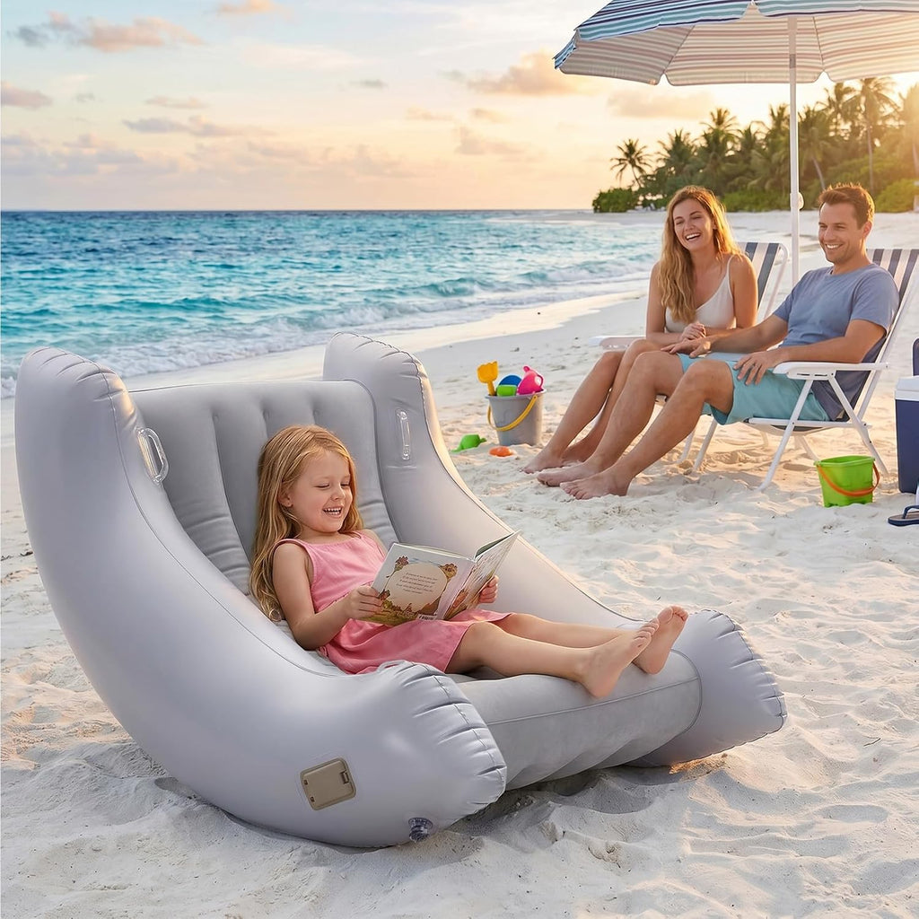 Autism Sensory Inflatable Rocking Chair for Kids, Sensory Room Must Haves Crash Pads Bubble Bouncer Sensory Play Equipment (Gray, 46.5-42.5-32.7inches)