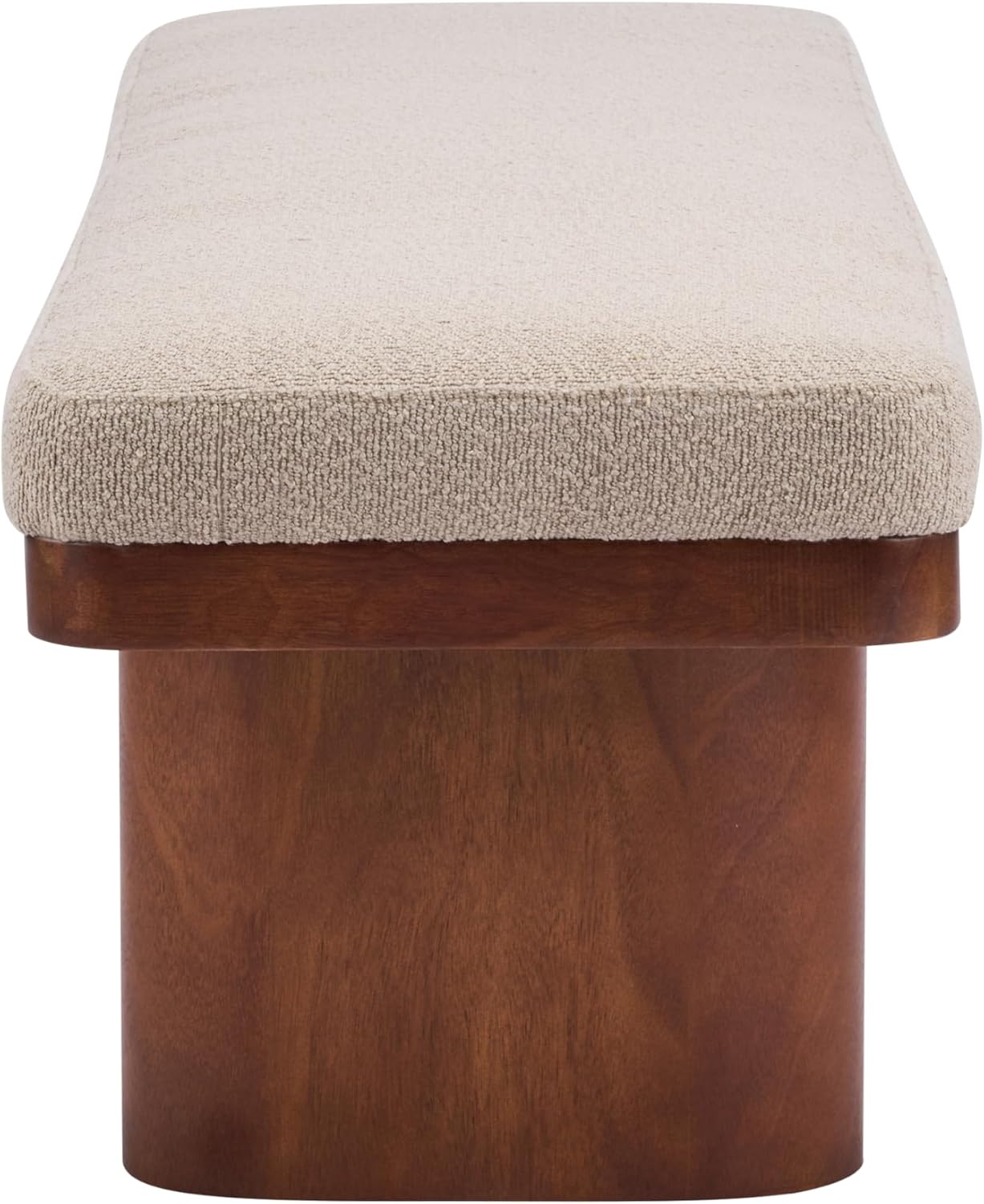 Christopher Knight Home 55" Chenille Upholstered Bench with Solid Rubber Wood Legs, Modern Farmhouse Bedroom Bench, Padded Entryway Bench Seat, Dining Bench for Living Room End of Bed, Light Brown
