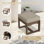 COOS BAY Natural Cedar Outdoor Patio Ottomans with Removable Cushions, Set of 2, Real Wood Footrests for Deck, Porch, Balcony, and Backyard, Brownish/Beige
