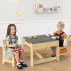 Costzon Kids Table and Chairs, Multifunctional Wooden Toddler Activity Desk Set w/Reversible Tabletop, Storage Drawers and Bookshelves for Drawing, Reading, Crafts, Toddler Table and Chair Set