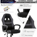 Gaming Chair Ergonomic Office PU Leather Video Game Adjustable Computer With Lumbar Support Armrest Rolling Swivel Task Work PC for Adult Teen, Black