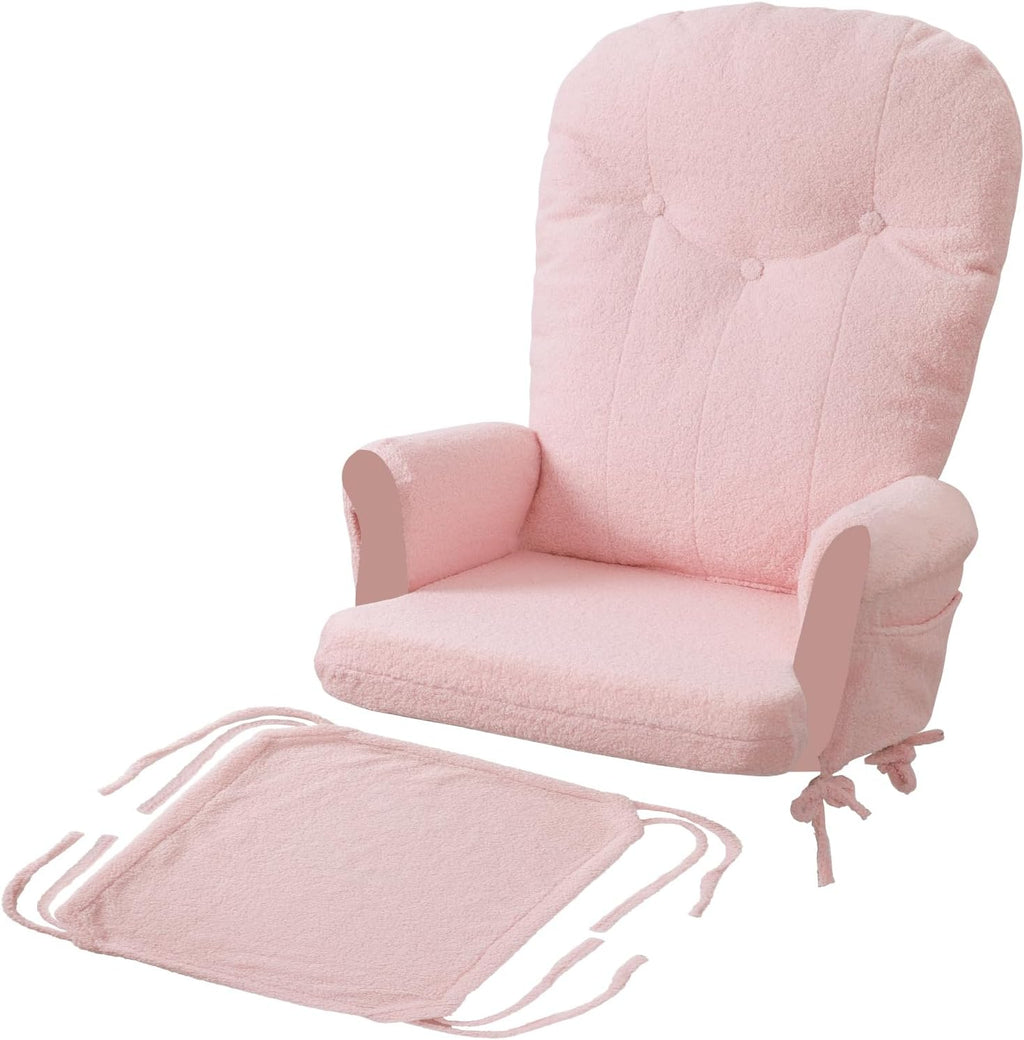 ANMINY 5pcs Glider Rocker Replacement Cushions Set with Ottoman Cover, 3.5Inch Thickened Fleece Glider Rocking Chair Cushions with 29.5Inch Tufted Backrest & Side Pockets for Indoor Nursery, Pink