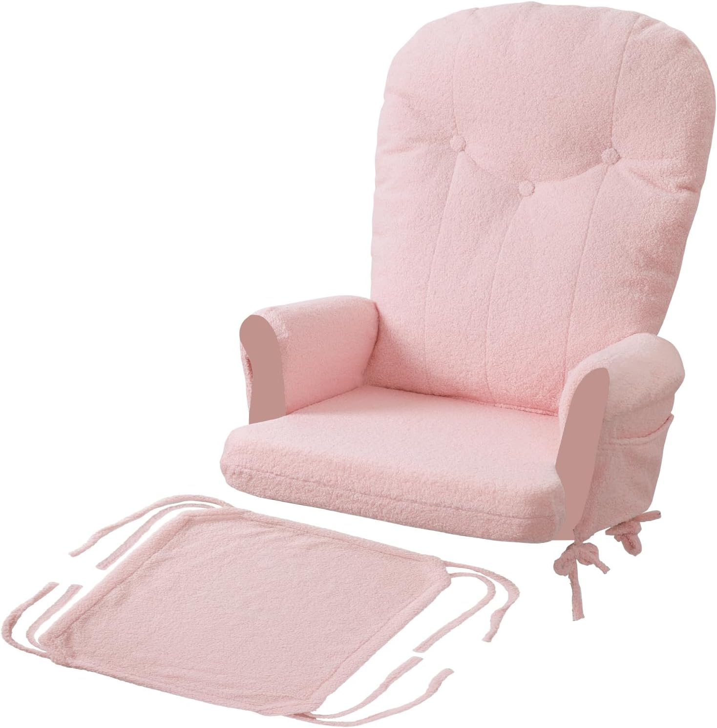ANMINY 5pcs Glider Rocker Replacement Cushions Set with Ottoman Cover, 3.5Inch Thickened Fleece Glider Rocking Chair Cushions with 29.5Inch Tufted Backrest & Side Pockets for Indoor Nursery, Pink