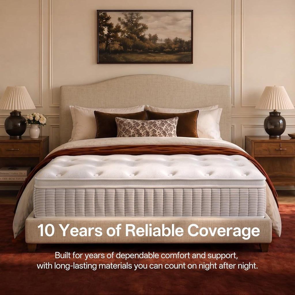 COMFBOX Queen Mattress, 14 Inch Springs Matress, Bed in a Box, Soft and Breathable, Pressure Relief & Motion Isolation, Medium Firm Feel (Queen, 14, 14, Inches)