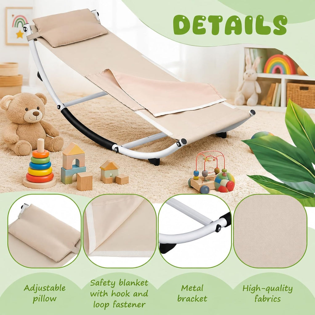 Yousoontic Kids Sensory Rocking Chair Sensory Rocker with Pillow and Blanket Outdoor Indoor Lounge Recliner Chair Gifts for Baby Children ADHD Autism