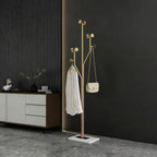 SYO Gold Metal Coat Rack (with Marble Base) — Entryway Standing Coat Stand, Heavy-Duty Vertical Design, Suitable for Entryways, Bedrooms, and Living Rooms
