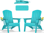 nevilywood HDPE Foldable Adirondack Chairs Set of 2, Waterproof All-Weather Outdoor Design, for Fire Pit, Patio & Beach, Aruba