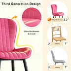 Dining Chairs Set of 2,Pink Leather Dining Chair Upholstered,Kitchen Chair,Modern Dining Room Chairs with Black Metal Legs Frame for Restaurant,Dining Room,Cafe