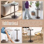 Solid Wood Round Pedestal Side Table with Tray-Top Rim – Bobbin Turned Accent End Table for Living Room, Bedroom – Compact Small Round Drink Table with Stable Base, Nightstand with Table Solid Wood