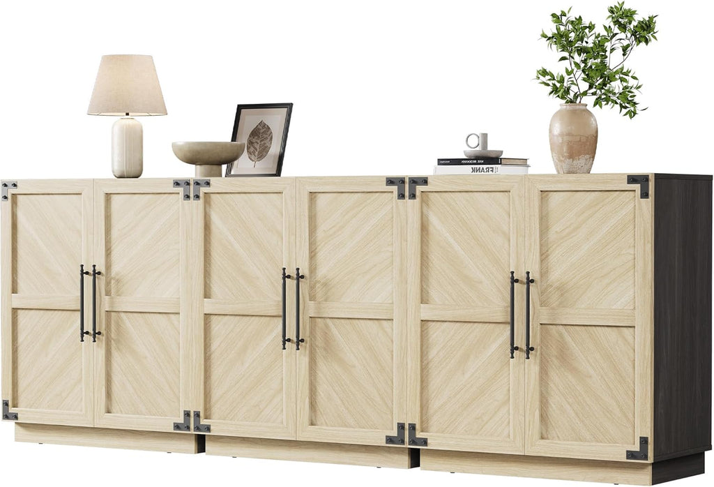 SICOTAS Sideboard Buffet Cabinet with Storage - Modern Farmhouse Credenza with Doors and Adjustable Shelves Fluted Kitchen Buffet Storage Cabinet Coffee Bar Cabinet for Kitchen, Dining Room, Entryway