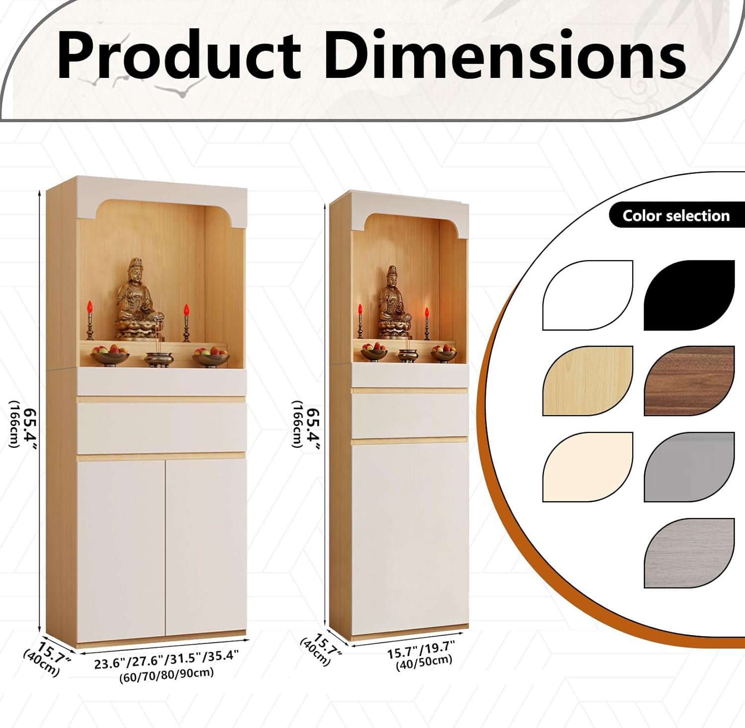 Altar Table, Pooja Cabinet with Drawers and Storage Cabinets, Solid Wood Prayer Table, Pedestal Tables Buddhist Altar Cabinet, for Home Office Or Temple Worship, Design for Prayer Items