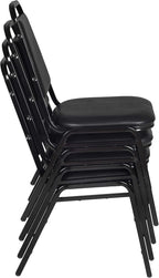 Regency 8029 Stackable Cushioned Restaurant Chair, Commercial Vinyl Dining & Event Seating, Steel Frame, Comfortable Easy-Clean Chair for Banquets, Cafeterias & Hospitality - Black (4 Pack)