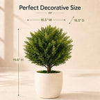 Artificial Outdoor Plants Topiary Cedar Trees 2 Pack Faux Trees Potted Bushes Shrubs UV Resistant - Realistic Artificial Plants Outdoor Dense Greenery Ball Tree for Front Porch Patio Garden