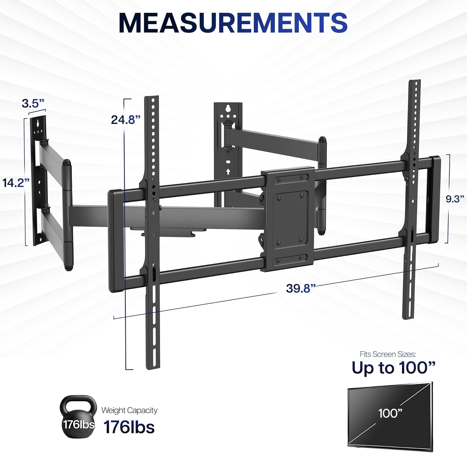 VIVO Corner TV Wall Mount for 46 to 100 inch LCD LED Plasma Flat Screens, Full Motion Articulating Bracket, VESA up to 900x600, MOUNT-CR100C