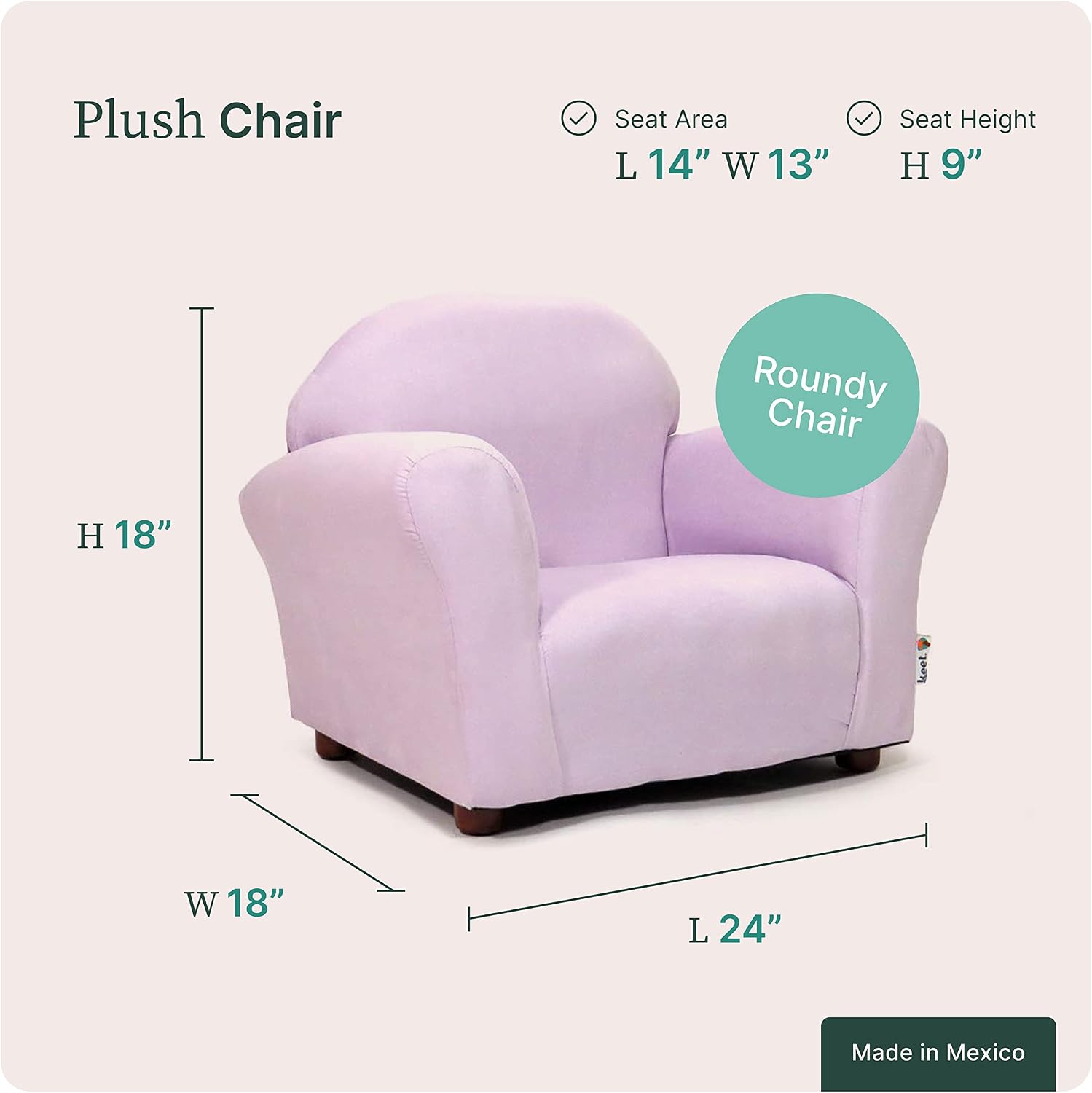 Plush Kids Chair with Soft Pillow – Durable Microsuede Upholstery, Padded Cushion, Wooden Frame, Easy to Clean, Ergonomic Design for Ages 2-5, Stylish & Cozy Chair for Playrooms & Bedrooms.