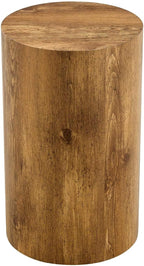 Round Side Table with Imitation Wood Grain, 12" Diameter x 19.7" Height, Modern Cylindrical Design, Sturdy Base with Anti-Slip Feet, Perfect for Living Room, Bedroom, or Office, Wood