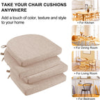 Wellsin Chair Cushions for Dining Chairs 6 Pack - Kitchen Chair Cushions with Ties and Non-Slip Backing - Dining Chair Pads 16"X16"X2", Oatmeal Beige