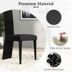 Modern Black Dining Chairs Set of 6, Upholstered High Back Dining Chairs with Stainless Steel Backrest and Legs, Luxury Dining Room Chairs for Kitchen Living Room Restaurant