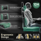 HLDIRECT Gaming Chair, Ergonomic Video Game Seat with 360° Swivel & Lumbar Massage, Computer Chair PU Leather Cushion for Adults Home/Office Use (Black & Green)