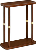 Narrow Side Table, 2-Tier Solid Wood Slim End Table for Small Spaces, 7.5-Inch Skinny Nightstand with Tray Top Storage Shelf for Bedroom, Living Room, Sofa Side, Red Brown