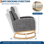 Rocking Chair Nursery, Modern Upholstered Glider Rocker Side Pocket, High Backrest Padded Seat Accent Armchair for Living Room, Nursery, Bedroom