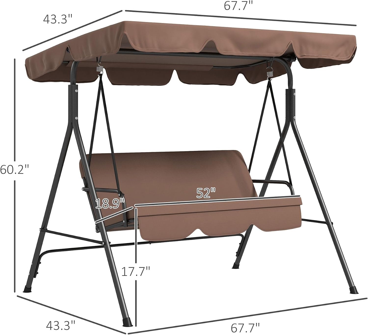 3 Person Porch Swing with Canopy