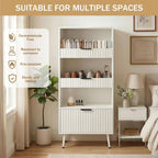White File Storage Cabinet & 4-Tier Multifunctional Storage, 51.1”Tall Storage Cabinet, Narrow Storage Cabinet for Home Office, Bathroom, Kitchen, Pantry, Living Room, Bedroom