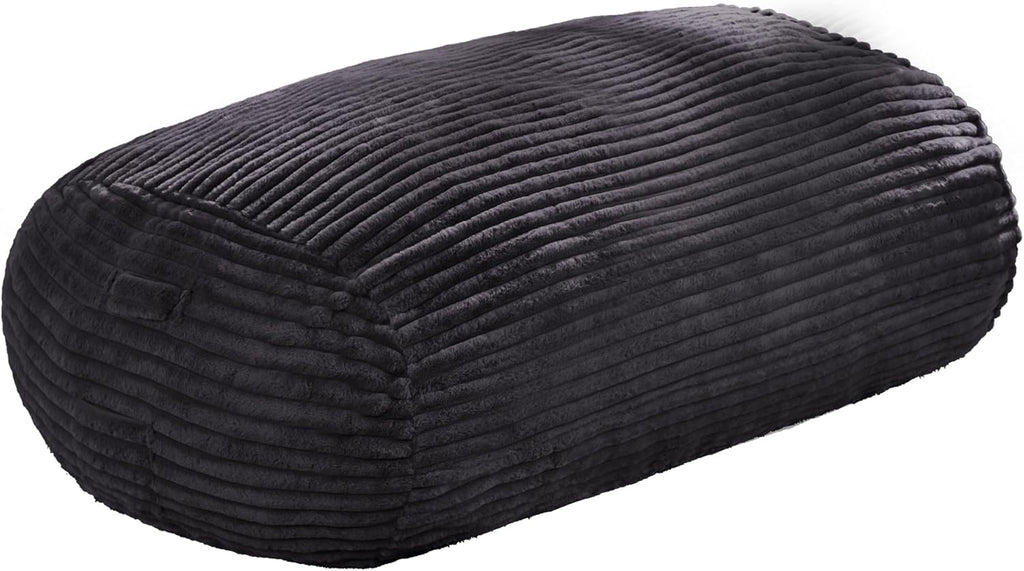 Hobestluk 4FT Bean Bag Chairs Adult Bean Bag with Portable Handle Comfy Large Bean Bag Chair with Removable Cover for Living Room Bedroom or Reading Nook (Stripe Dark Grey, 4FT)