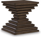 Signature Design by Ashley Hannodream Modern End Table with Architectural Geometry Design, Dark Brown