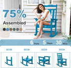 nalone Outdoor Rocking Chairs Set of 2, Oversized Porch Rocker Chair for Adult, All-Weather Resistant Patio Rocking Chair for Garden Lawn (Blue)