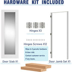 18" x 80" Pantry Door with Prehung Door Jamb, Right-Handed Interior Door, 1-Lite Mirror, White MDF with Hardware Kit