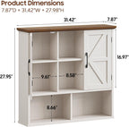 Vabches Bathroom Wall Cabinet, Farmhouse Medicine Cabinet with Double Barn Door and Adjustable Shelves, Wooden Vintage Storage Cabinet Wall Mounted for Bathroom, Kitchen Dining, Rustic White