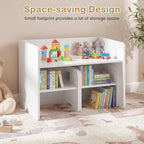 Costzon 3 PCS Kids Table and Chairs, All in One Wooden Montessori Desk Set w/Chalkboard, Storage Shelves, Toddler Table and Chair Set for Home, School (White, Elephant)