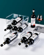 Transparent Wine Rack Stackable Bottle Holder for Refrigerator Beverage Storage and Organization at Home (3 Link)