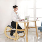 Kneeling Chair Ergonomic Posture Chair, Wood Adjustable Rocking Knee with Soft Padding, Natural Relief for Neck or Back Pain for Home Office, Max Load 258 lb