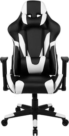 Flash Furniture X20 Fully Reclining LeatherSoft Racing Style Gaming Chair with Headrest, Lumbar Pillows, Ergonomic Swivel Computer Chair, Black/White