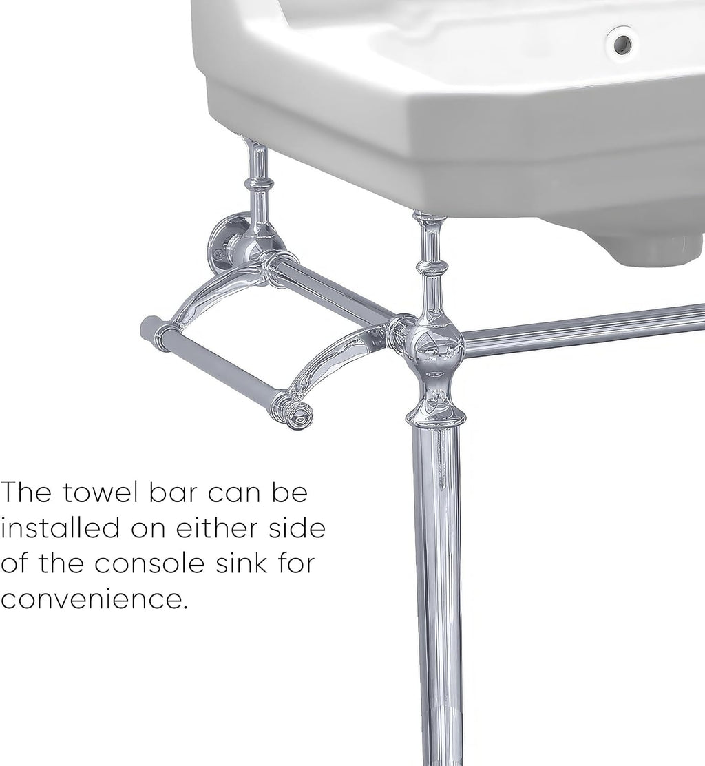 Whitehaus Collection WHV024-L33-3H-C Victorian Style Bath Console Sink with Interchangeable Towel Bar and Backsplash