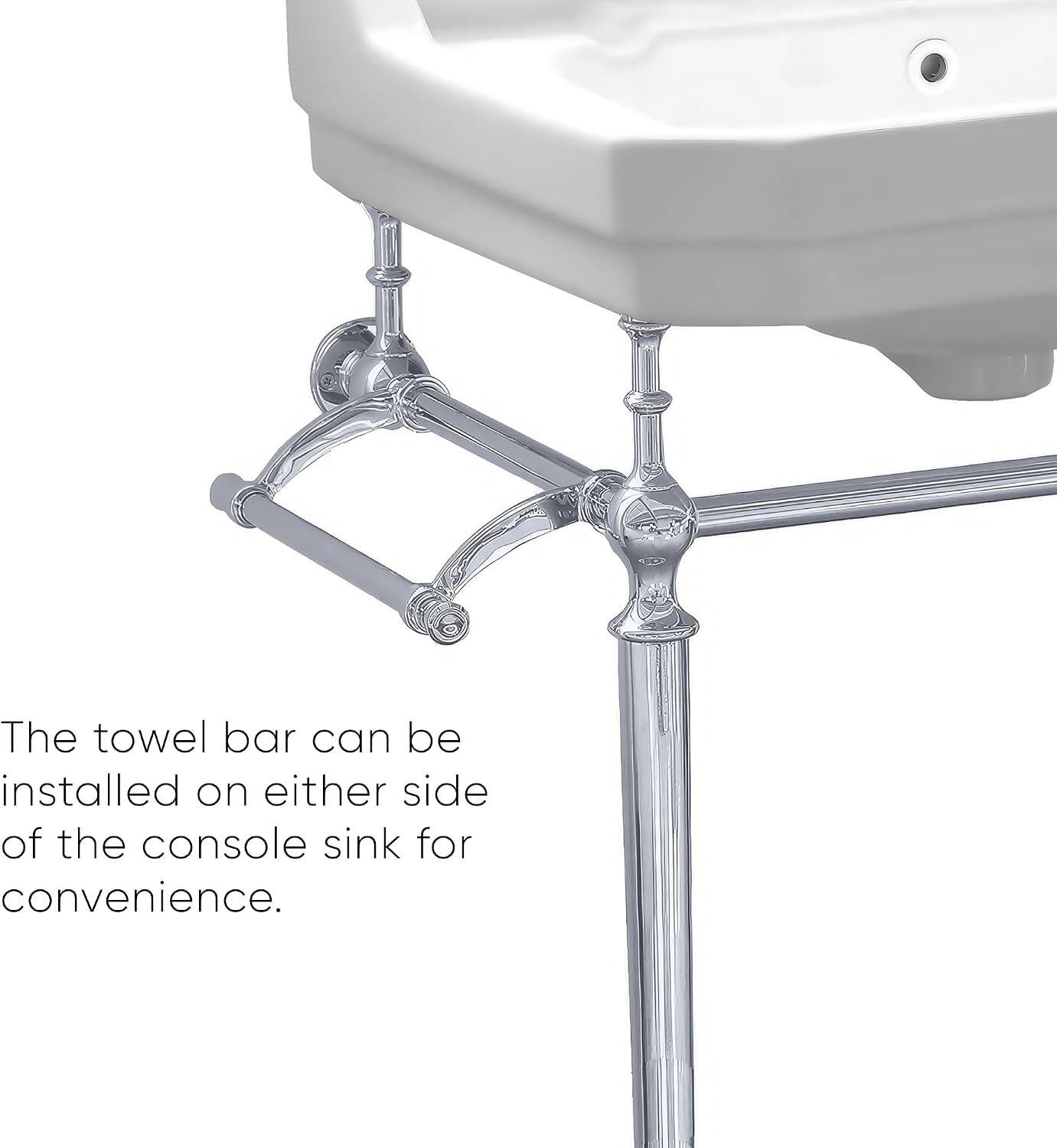 Whitehaus Collection WHV024-L33-3H-C Victorian Style Bath Console Sink with Interchangeable Towel Bar and Backsplash