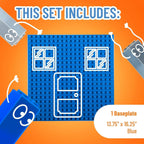 Strictly Briks Big Blocks Baseplate - Creative Building Blocks Play - Compatible with Lego Brick Pieces - Blue, 13.75 x 16.25 in (Pack of 2)