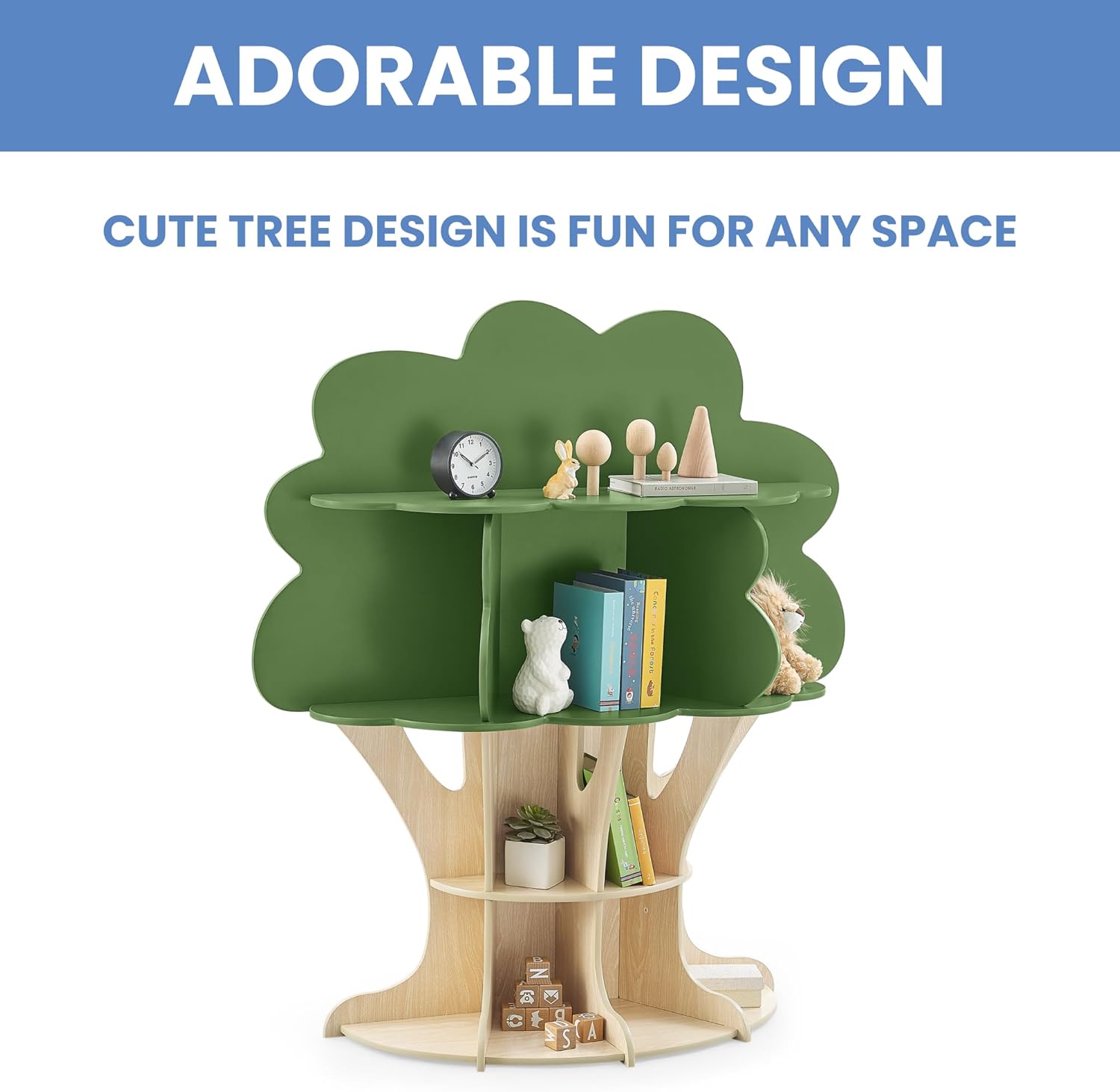 Delta Children Tree Bookcase - Greenguard Gold Certified, Fern Green/Crafted Natural