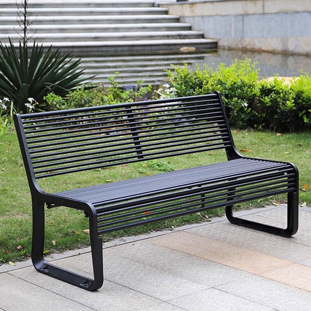 Patio Benches for Outdoors Park Outdoor Bench Square Community Double Backrest Iron Leisure Seat Garden Benches for Outdoors