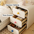Wooden Bedside Tables，Cream-Style Nightstand with 3 Drawers, Narrow Night Stand Coffee Snack Tea End Table, Small Dresser for Living Room Bedroom Office(Beige,11.8in/30cm)