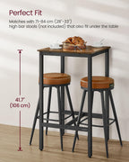 VASAGLE Bar Table, Kitchen Dining Table, High Top Pub Table, Bar Height Cocktail Table for Living Room Party, Sturdy Metal, 23.6 x 23.6 x 41.7 Inches for Narrow Spaces, Rustic Brown and Ink Black