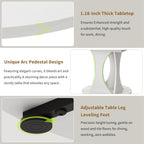 iPormis 43"-59" Extendable Dining Table, Round Kitchen Table with Modern Arcs Pedestal, Oval Dinner Table with Removable Leaves,Hidden Storage, for Kitchen, Dining Room, Living Room, Office, White